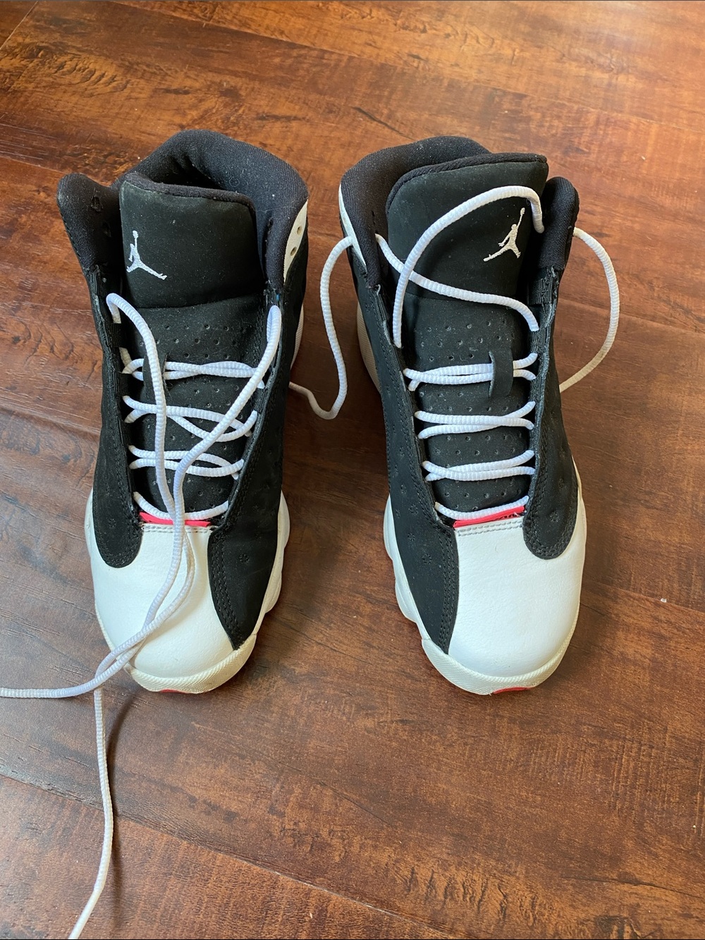 Jordan Kids Black and White High-Top Sneakers with Pink Accent size 4 youth